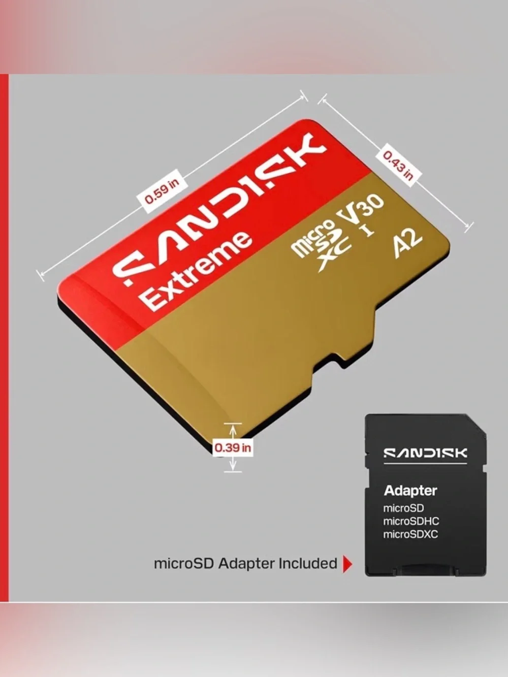 GoPro accessories 3x sanDisk extreme 256 microSD cards